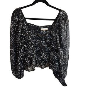 NWOT She + Sky Medium Ruffled Leopard Print Lined Blouse